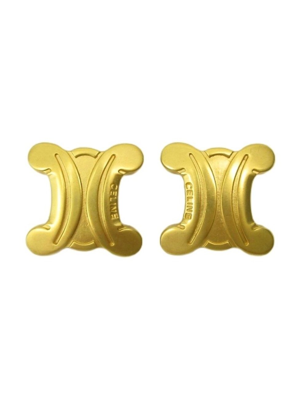Celine Triomphe Earrings Ear Cuff Gold Colored